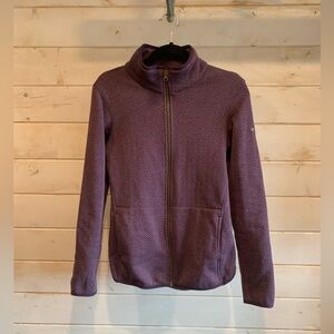 Columbia | Purple Herringbone Patterned Full Zip Sweater
